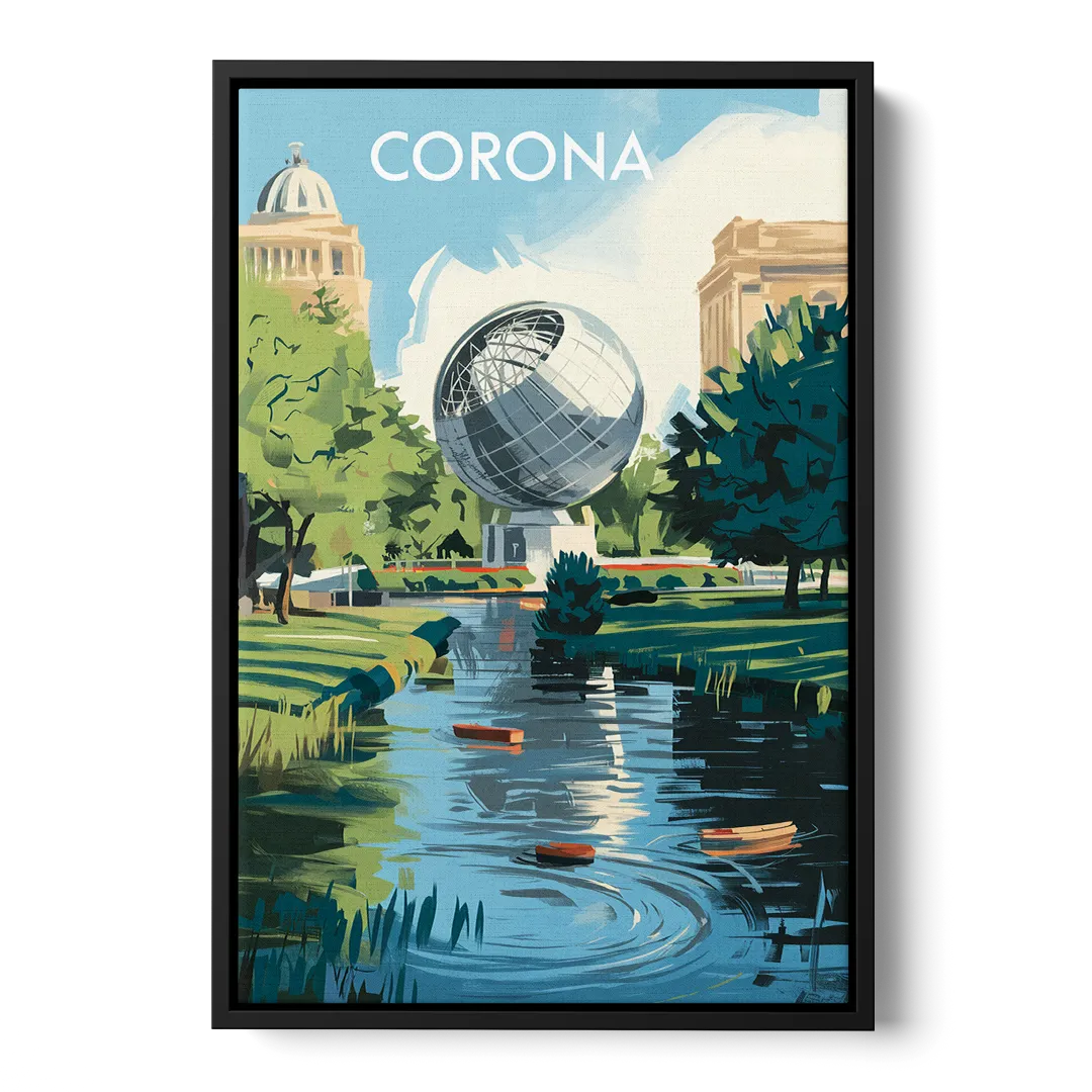 Corona Historic Landmarks Front - Black Canvas Wall Art