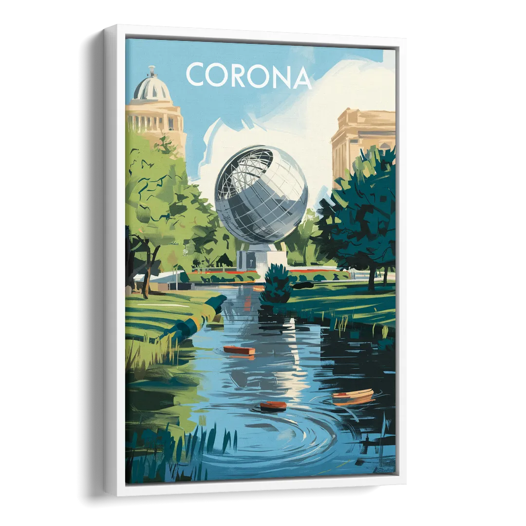 Corona Historic Landmarks Side - White Canvas Wall Art