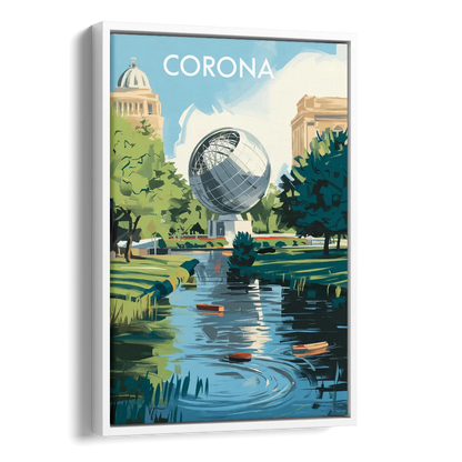 Corona Historic Landmarks Side - White Canvas Wall Art