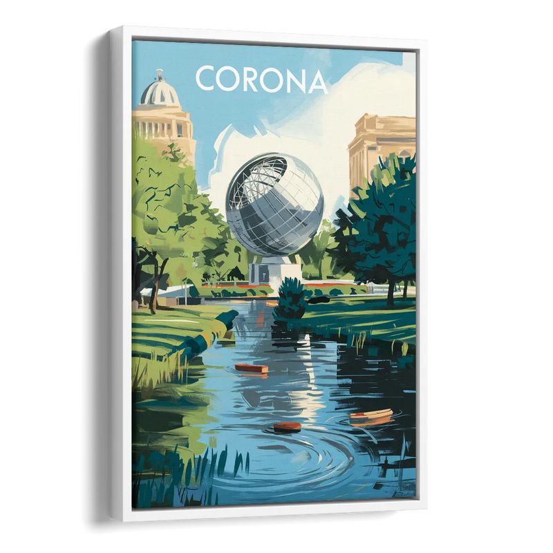 Corona Historic Landmarks Side - White Canvas Wall Art