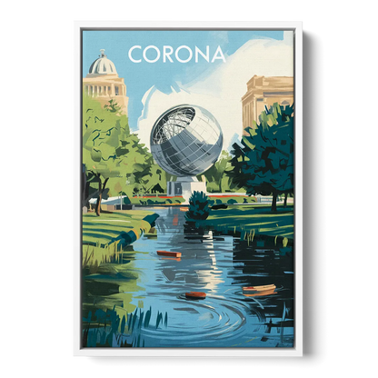Corona Historic Landmarks Front - White Canvas Wall Art