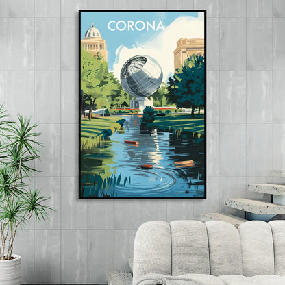 Corona Historic Landmarks Sitting Room - Black Canvas Wall Art