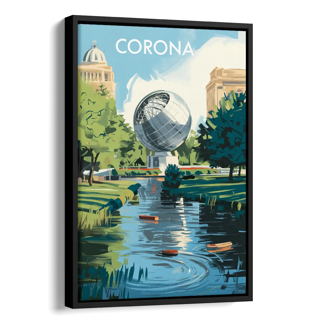 Corona Historic Landmarks Side - Black Canvas Wall Art