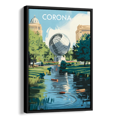 Corona Historic Landmarks Side - Black Canvas Wall Art