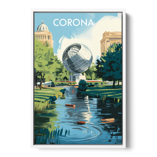 Corona Historic Landmarks - White Framed Canvas Wall Art - Front