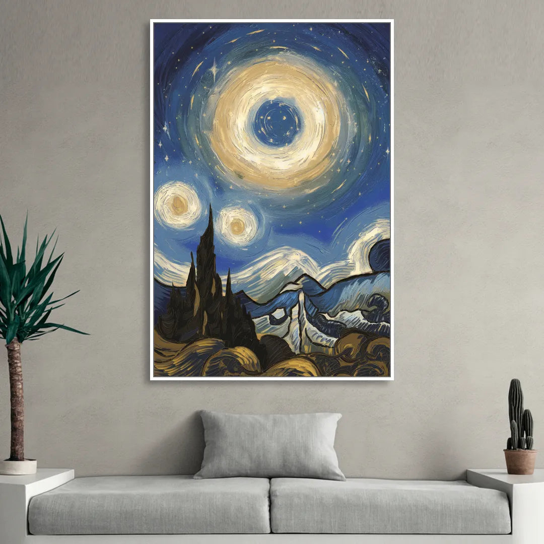 Corona Nightscape Glow Sitting Room - White Canvas Wall Art