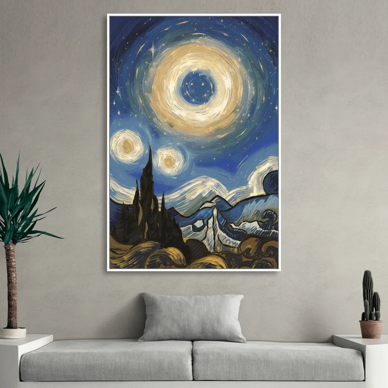 Corona Nightscape Glow Sitting Room - White Canvas Wall Art