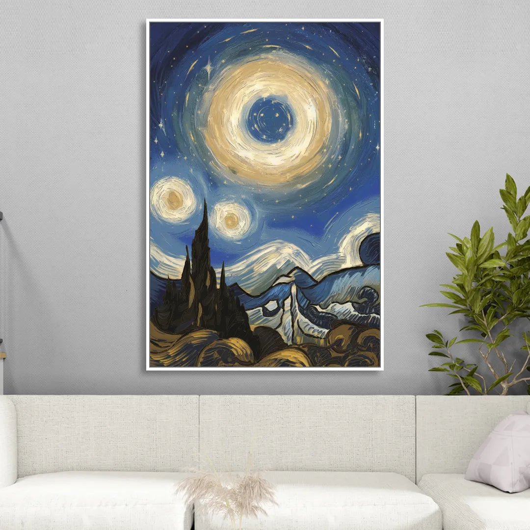 Corona Nightscape Glow Living Room - White Canvas Wall Art