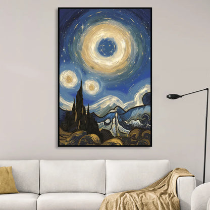 Corona Nightscape Glow Sitting Room - Black Canvas Wall Art