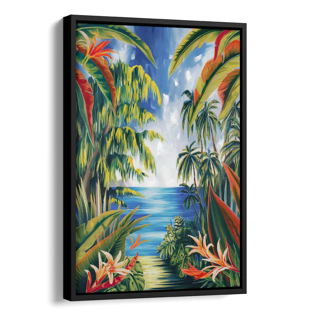 Corona Palm Tree Paradise Side - Black Canvas Wall Art