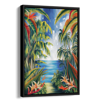 Corona Palm Tree Paradise Side - Black Canvas Wall Art