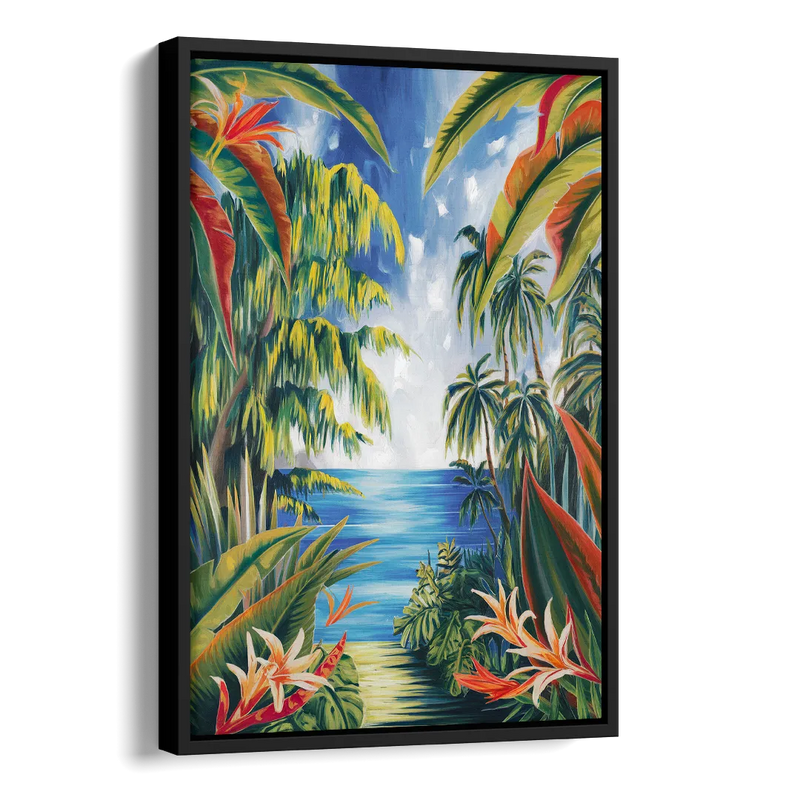 Corona Palm Tree Paradise Side - Black Canvas Wall Art