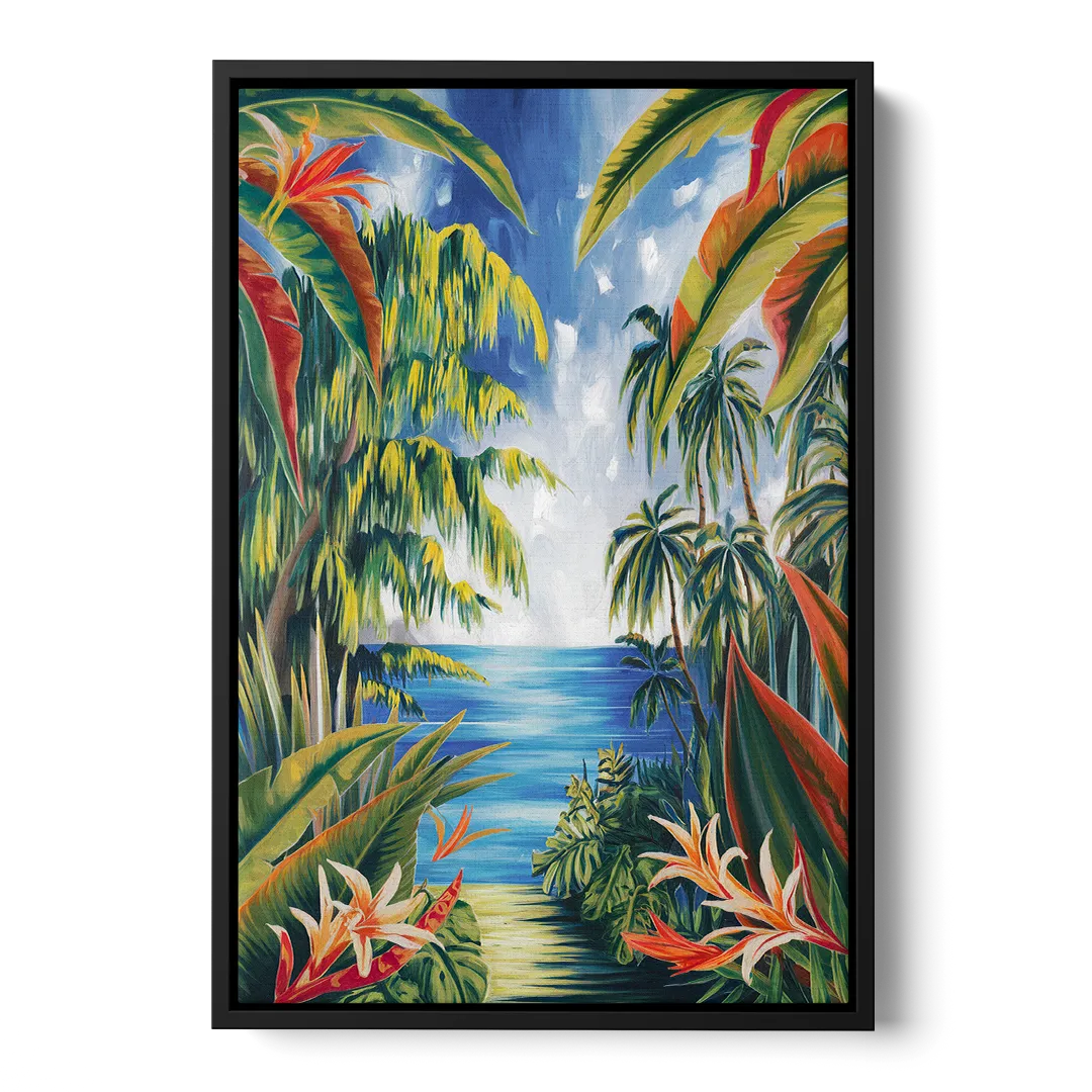 Corona Palm Tree Paradise Front - Black Canvas Wall Art
