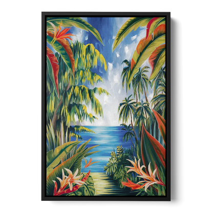 Corona Palm Tree Paradise Front - Black Canvas Wall Art