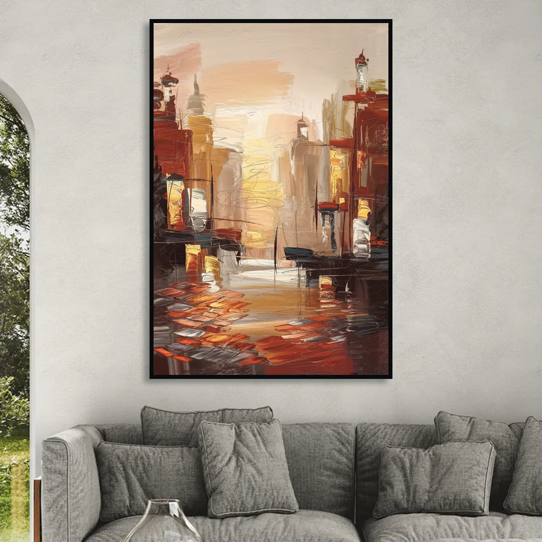 Corona Serene Landscape Living Room - Black Canvas Wall Art