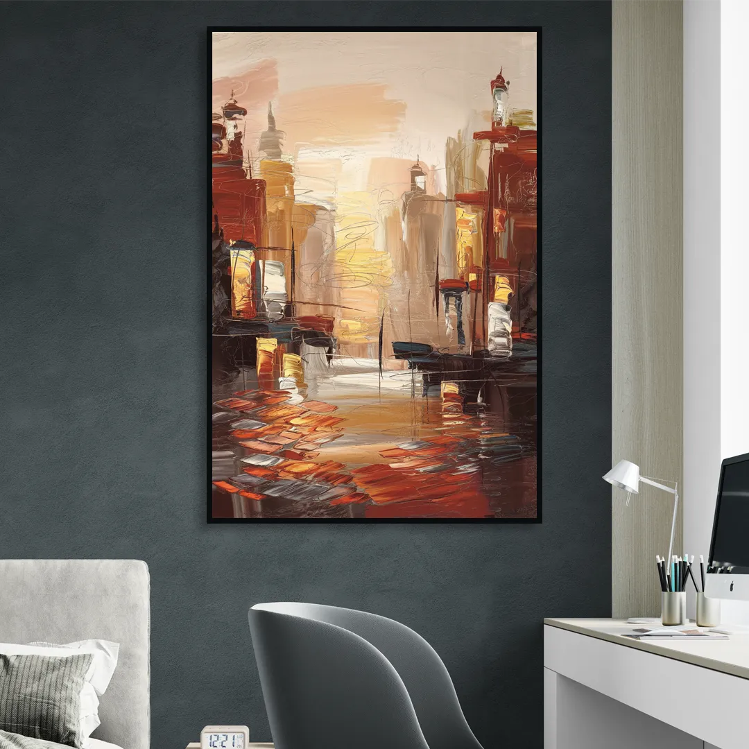 Corona Serene Landscape Sitting Room - Black Canvas Wall Art