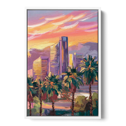 Corona Skyline Sunset Front - White Canvas Wall Art