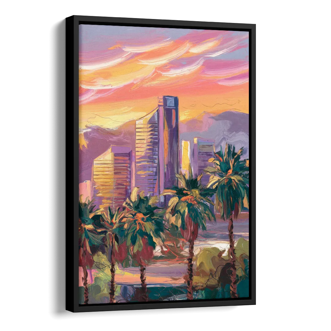 Corona Skyline Sunset Side - Black Canvas Wall Art