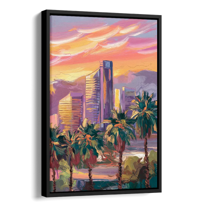 Corona Skyline Sunset Side - Black Canvas Wall Art