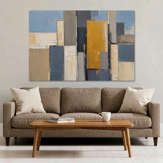 Corporate Office Wall Art of an Ochre Facade - Canvas Wall Art - Sofa - 60x40