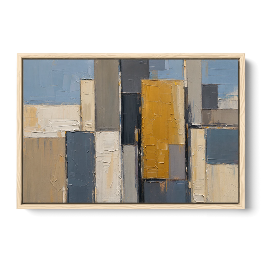Corporate Office Wall Art of an Ochre Facade - Oak Framed Canvas Wall Art - Front