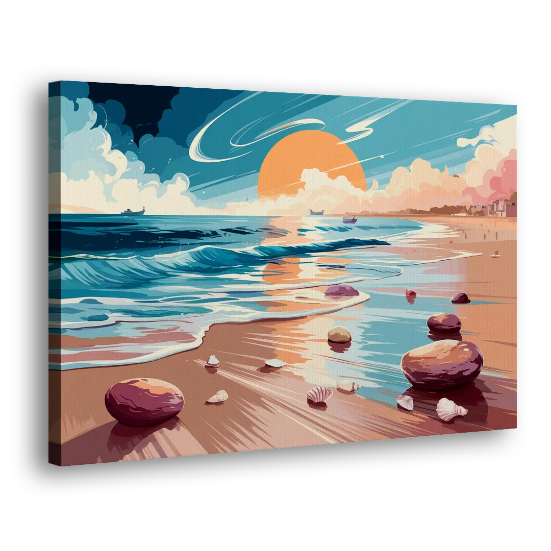 Corpus Christi Beach Sunset Side - Canvas Wall Art