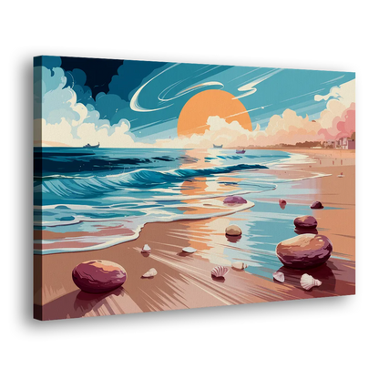 Corpus Christi Beach Sunset Side - Canvas Wall Art
