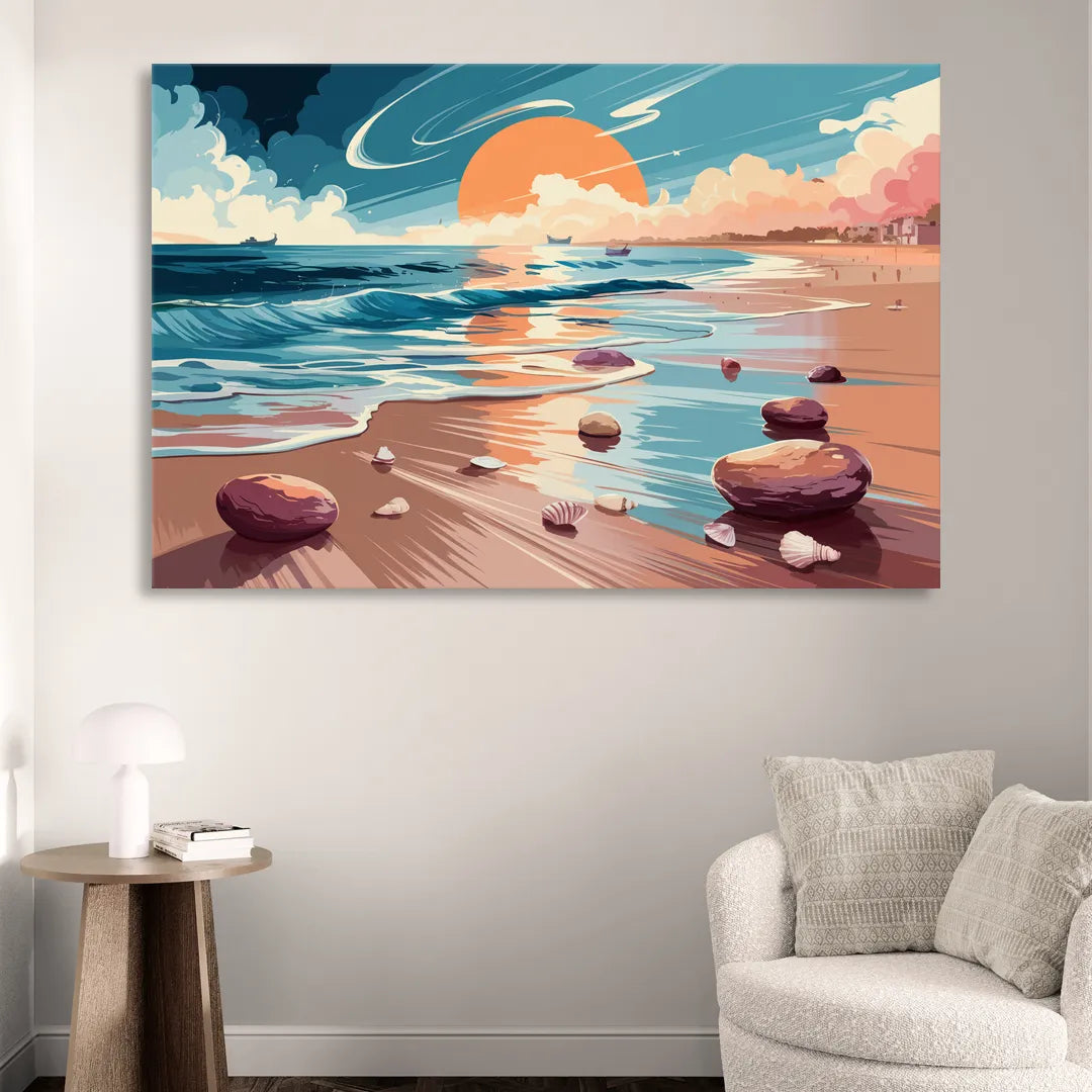 Corpus Christi Beach Sunset Living Room - Canvas Wall Art
