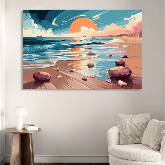 Corpus Christi Beach Sunset Living Room - Canvas Wall Art