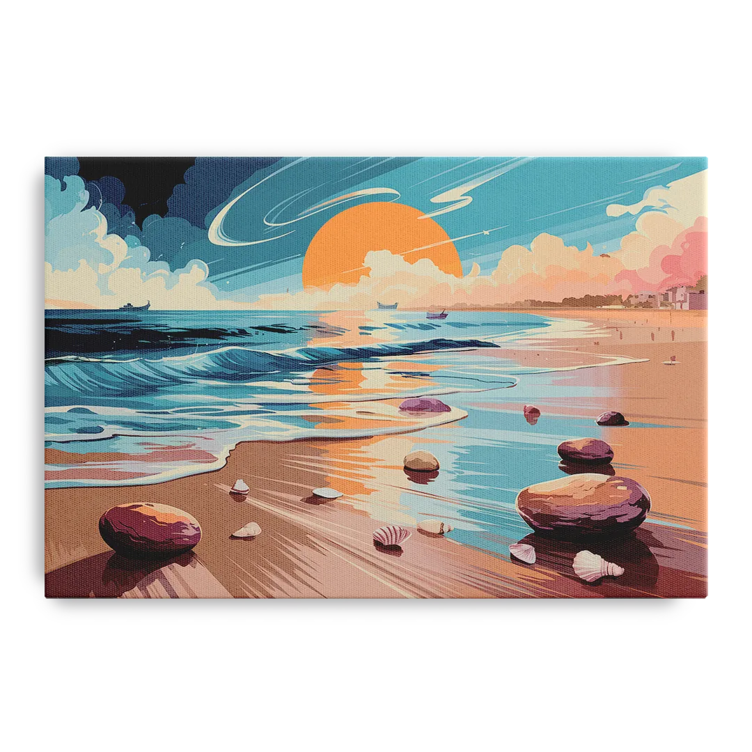 Corpus Christi Beach Sunset Front - Canvas Wall Art