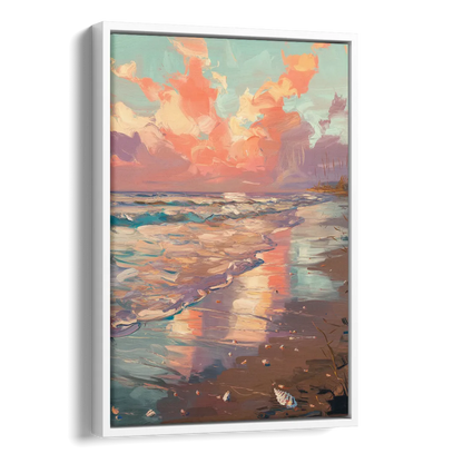 Corpus Christi Coastal Sunrise Side - White Canvas Wall Art