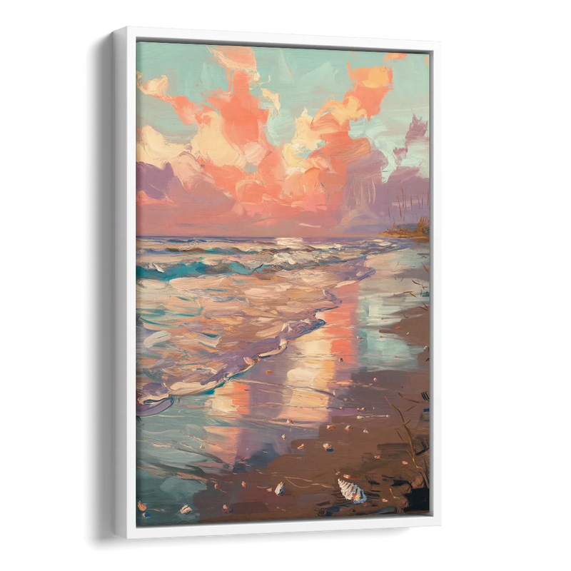 Corpus Christi Coastal Sunrise Side - White Canvas Wall Art