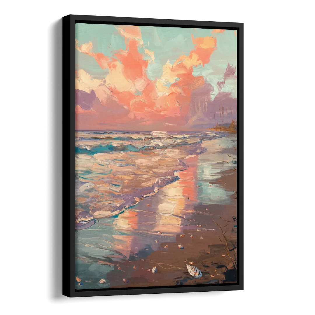 Corpus Christi Coastal Sunrise Side - Black Canvas Wall Art