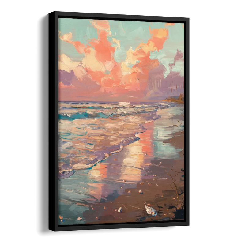 Corpus Christi Coastal Sunrise Side - Black Canvas Wall Art