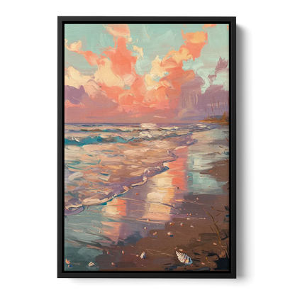 Corpus Christi Coastal Sunrise Front - Black Canvas Wall Art