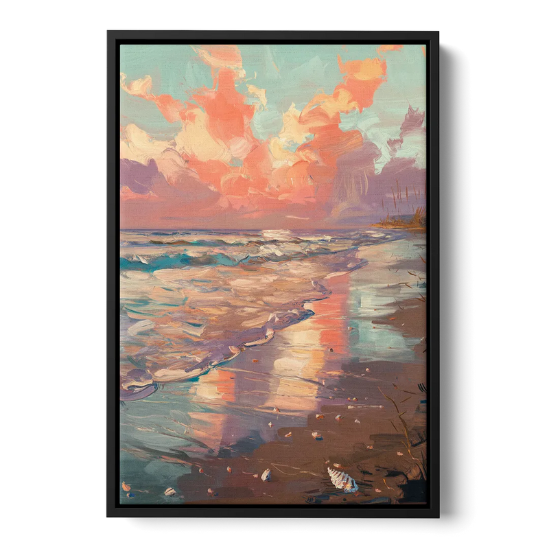 Corpus Christi Coastal Sunrise Front - Black Canvas Wall Art