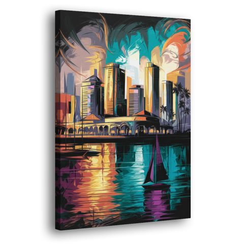 Corpus Christi Downtown Scene - Canvas Wall Art - Side