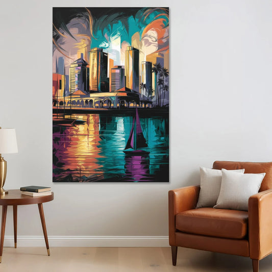 Corpus Christi Downtown Scene - Canvas Wall Art - Sofa - 40x60