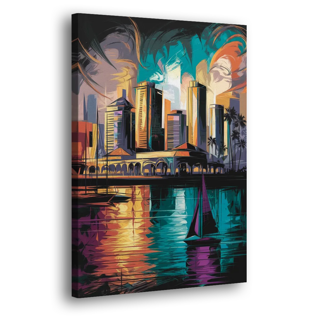 Corpus Christi Downtown Scene Side - Canvas Wall Art
