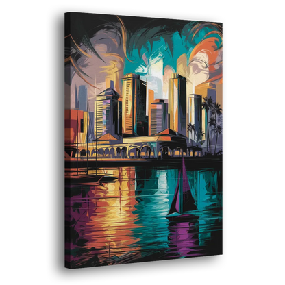 Corpus Christi Downtown Scene Side - Canvas Wall Art