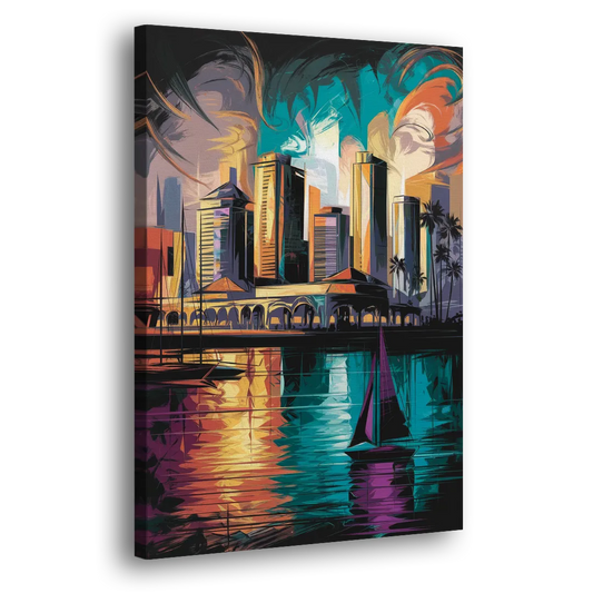Corpus Christi Downtown Scene Side - Canvas Wall Art
