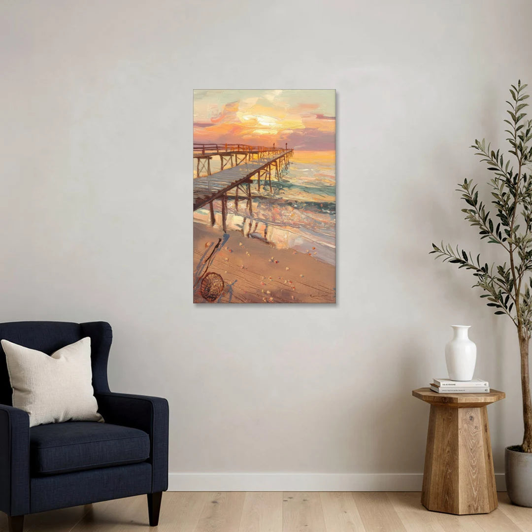 Corpus Christi Fishing Pier - Canvas Wall Art - Sofa - 24x36