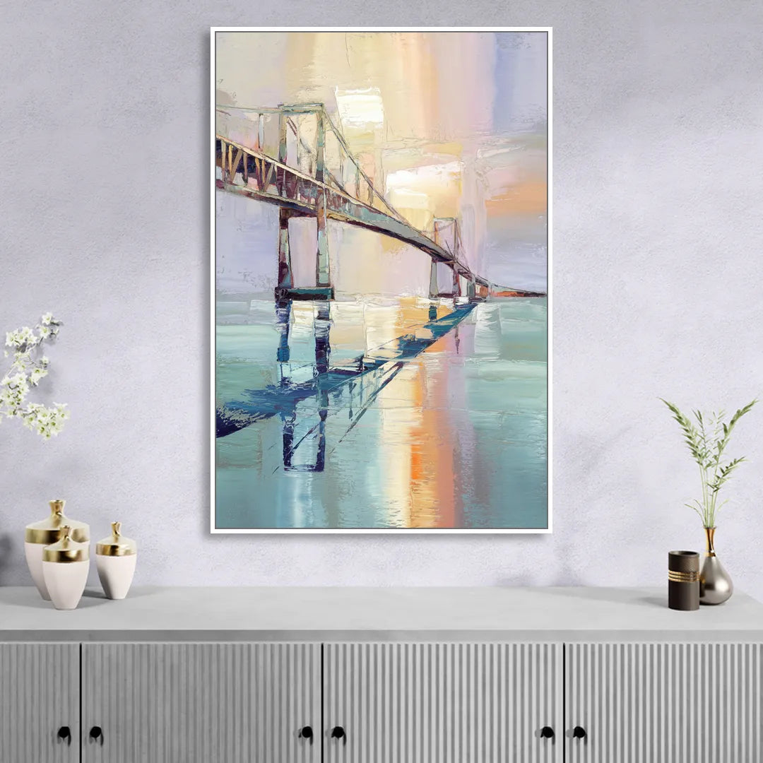 Corpus Christi Harbor Bridge Sitting Room - White Canvas Wall Art