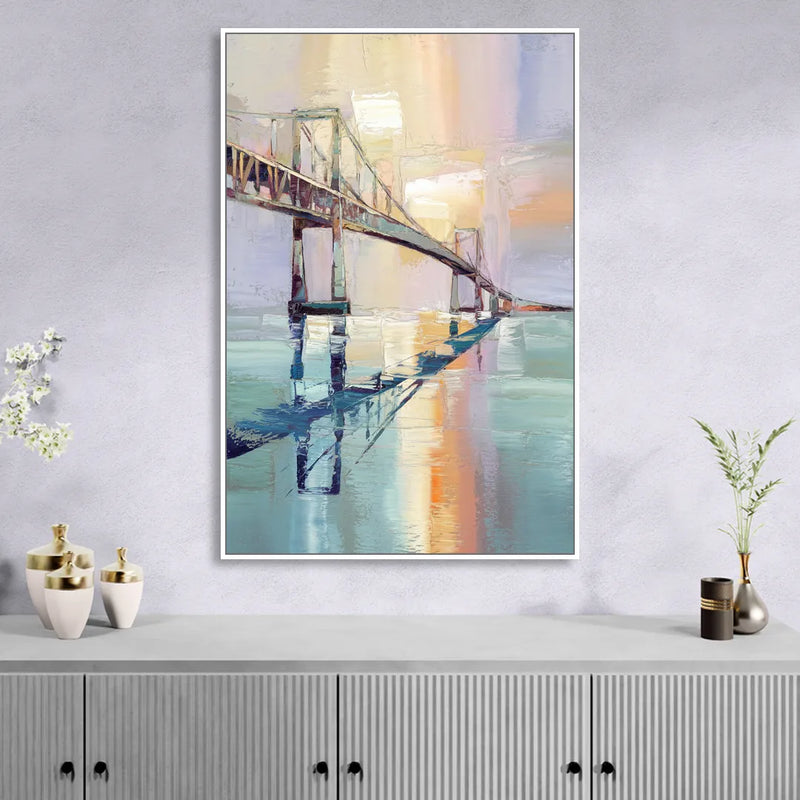 Corpus Christi Harbor Bridge Sitting Room - White Canvas Wall Art
