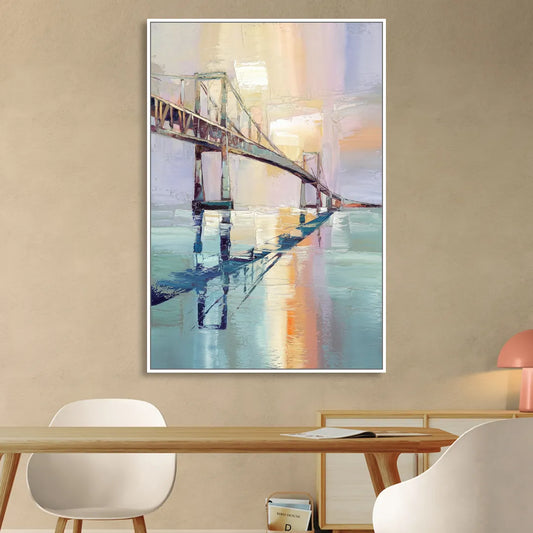 Corpus Christi Harbor Bridge Living Room - White Canvas Wall Art