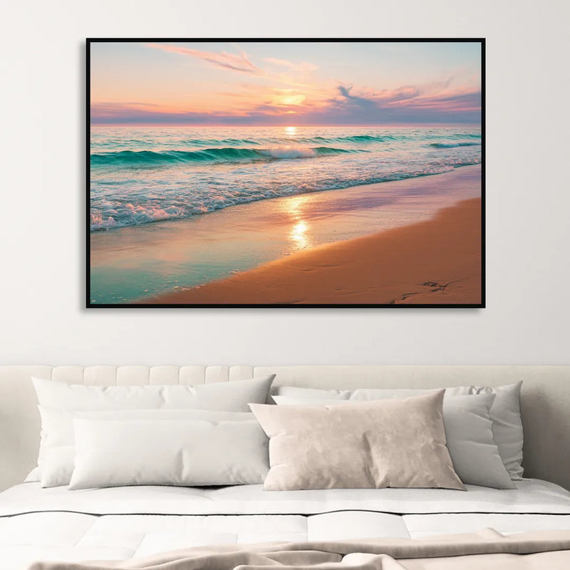 Corpus Christi Padre Island Living Room - Black Canvas Wall Art