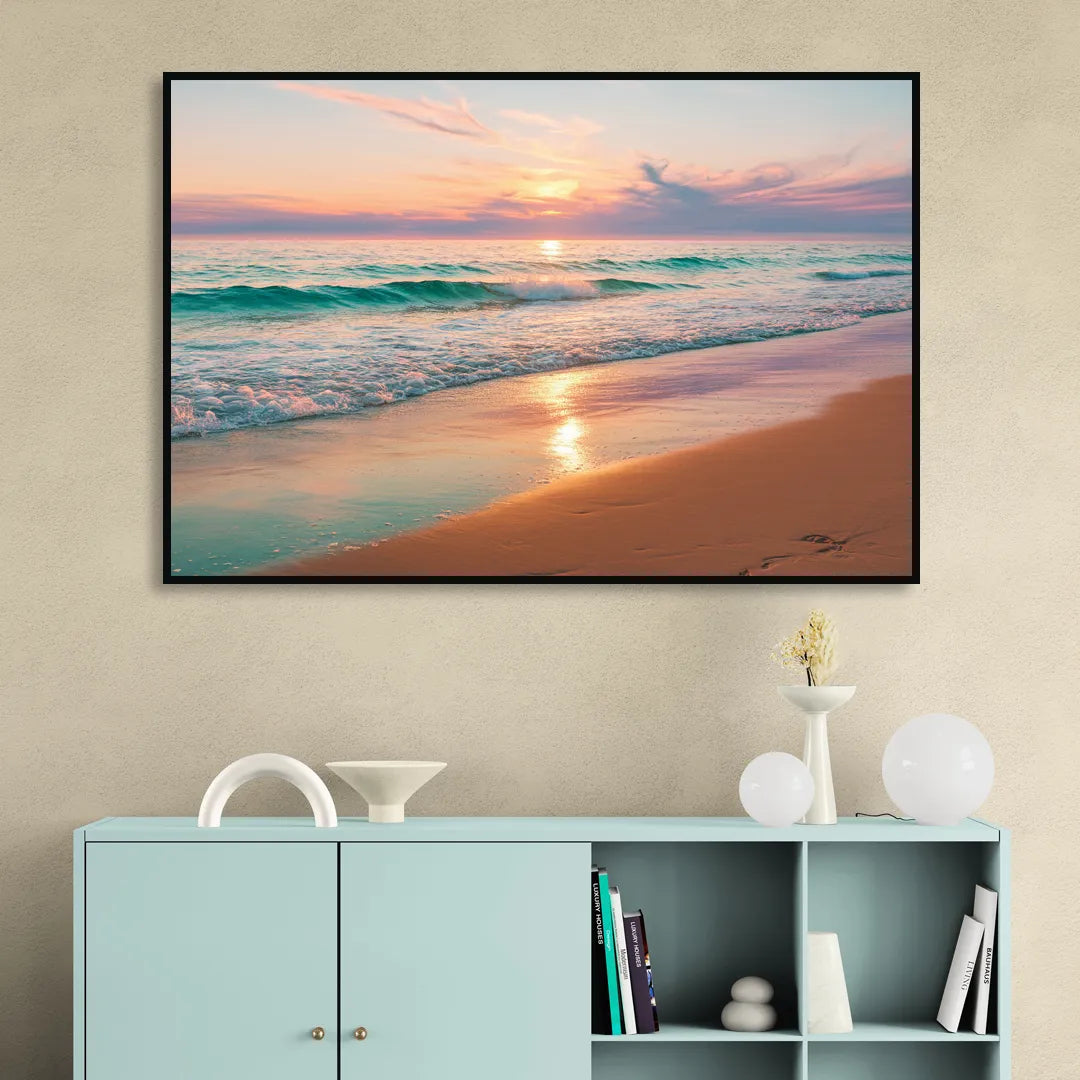 Corpus Christi Padre Island Sitting Room - Black Canvas Wall Art