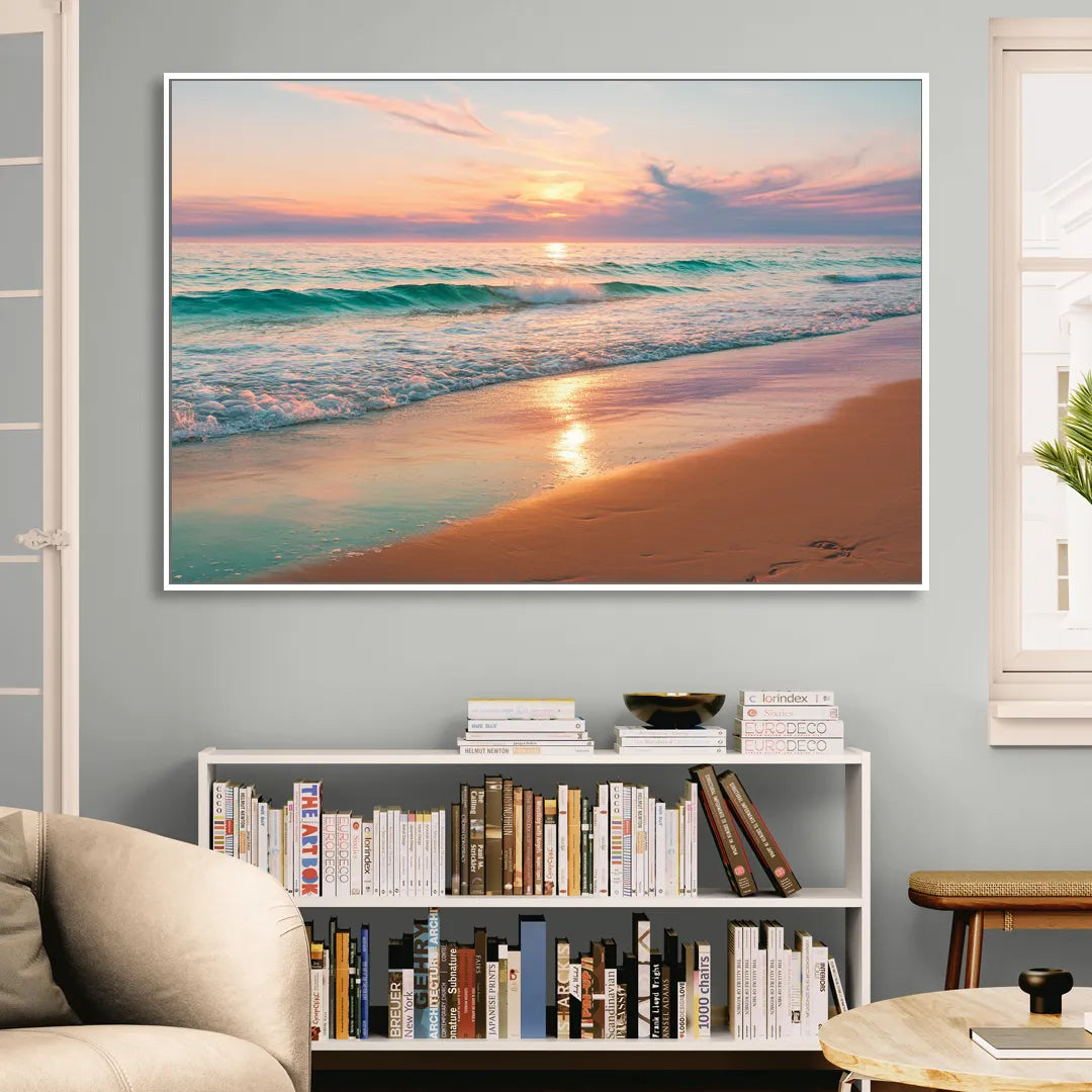 Corpus Christi Padre Island Living Room - White Canvas Wall Art
