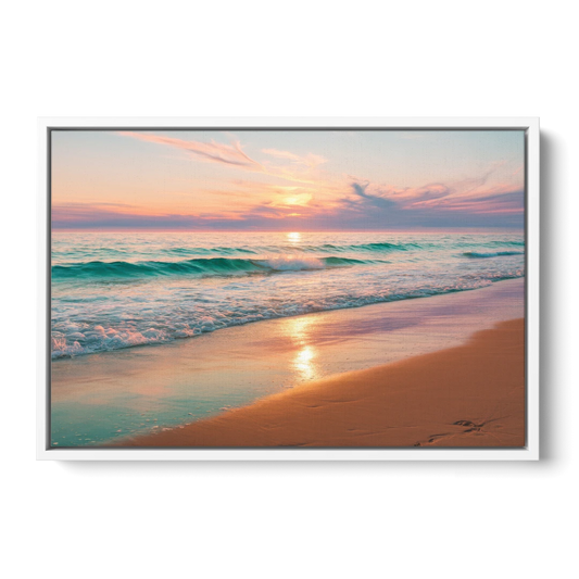 Corpus Christi Padre Island - White Framed Canvas Wall Art - Front
