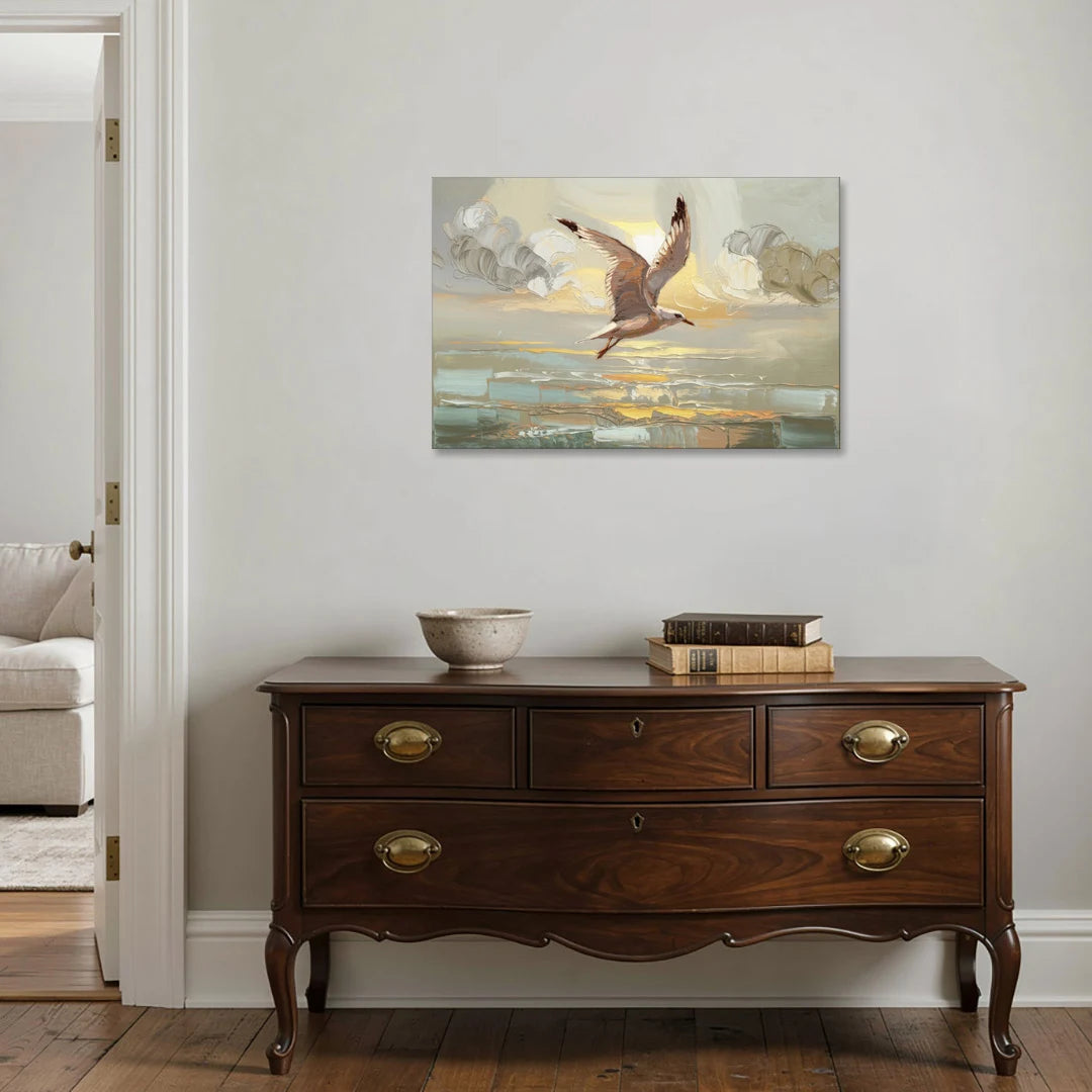 Corpus Christi Seagulls In Flight - Canvas Wall Art - Coffee Table - 36x24